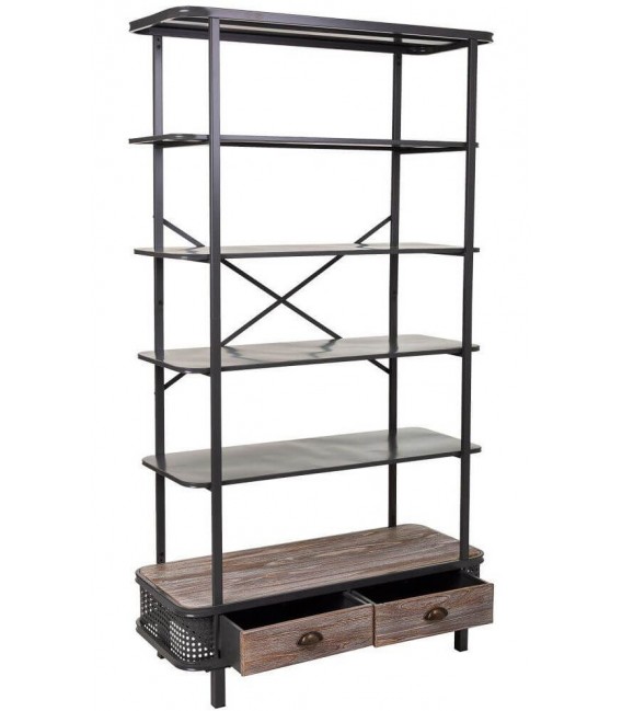 LIBRERIA 100 X 40 MICHAEL METAL GRIS OSCURO MADERA NATURAL