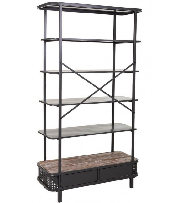 LIBRERIA 100 X 40 MICHAEL METAL GRIS OSCURO MADERA NATURAL