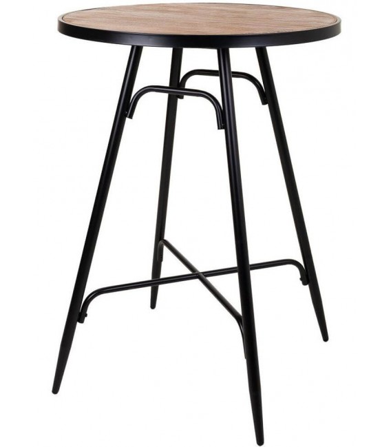 MESA ALTA 66 Ø CHULA METAL NEGRO MADERA NATURAL