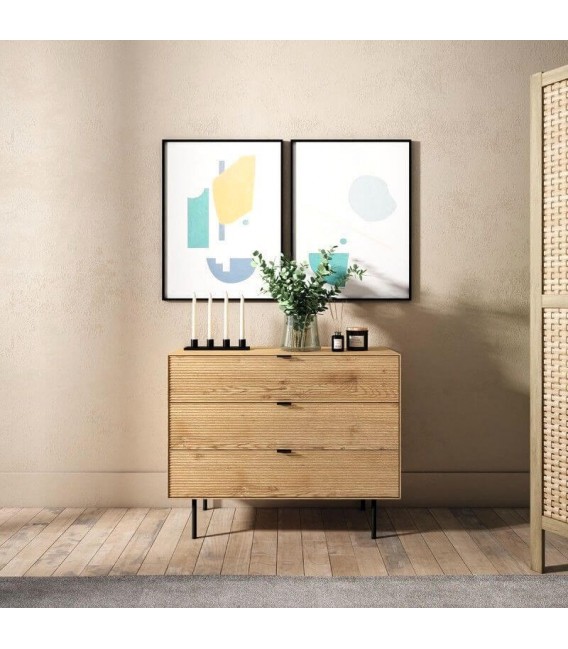 COMODA 100 X 40 SULTA MADERA ROBLE NATURAL Y NEGRO