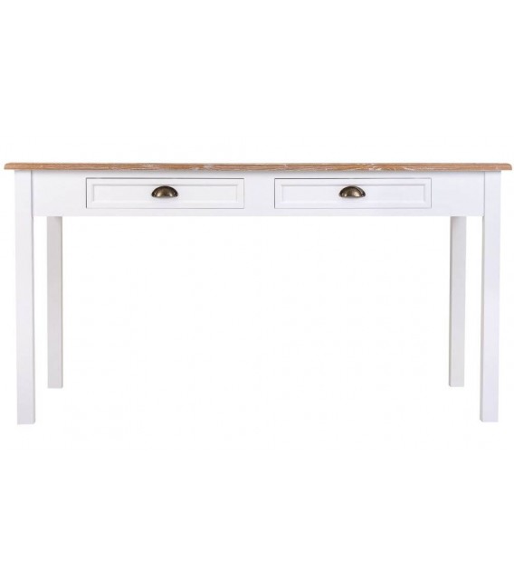 MESA DE COMEDOR 150 X 80 MIRLO MADERA NATURAL Y BLANCO 2 CAJONES
