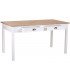 MESA DE COMEDOR 150 X 80 MIRLO MADERA NATURAL Y BLANCO 2 CAJONES