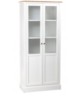 VITRINA 81 X 40 MIRLO MADERA NATURAL Y BLANCO 2 PUERTAS