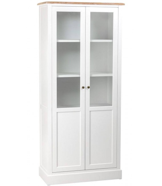 VITRINA 81 X 40 MIRLO MADERA NATURAL Y BLANCO 2 PUERTAS