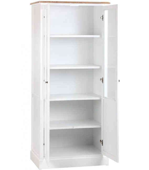 VITRINA 81 X 40 MIRLO MADERA NATURAL Y BLANCO 2 PUERTAS