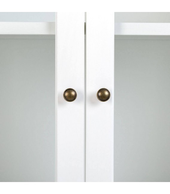 VITRINA 81 X 40 MIRLO MADERA NATURAL Y BLANCO 2 PUERTAS