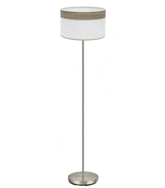 LAMPARA DE PIE CLOE 40 Ø METAL NIQUEL TEXTIL BLANCO Y ROBLE GRIS