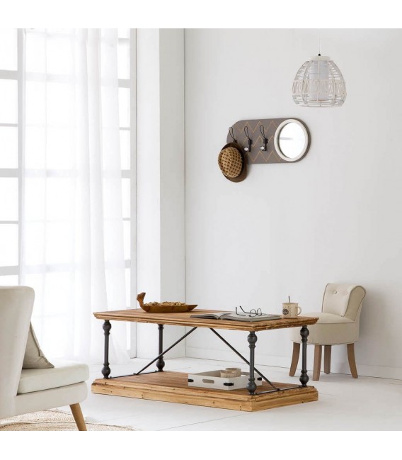 MESA DE CENTRO 122 X 50 CAPRICHE MADERA NATURAL NETAL GRIS