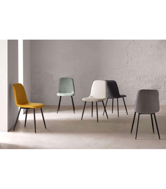 SILLA 45 X 55 MARLENE METAL NEGRO TELA MOSTAZA MDMHOGAR