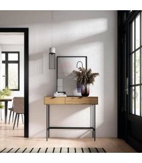 CONSOLA 100 X 35  SULTA MADERA ROBLE NATURAL Y NEGRO MDMHOGAR