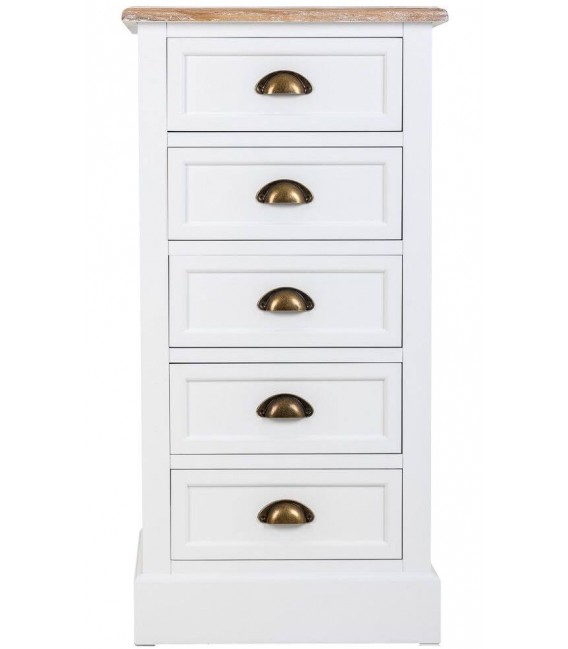 SINFONIER 45 X 35 MIRLO MADERA NATURAL Y BLANCO 5 CAJONES MDMHOGAR