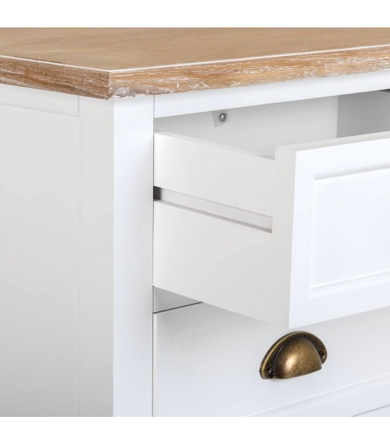 SINFONIER 45 X 35 MIRLO MADERA NATURAL Y BLANCO 5 CAJONES MDMHOGAR