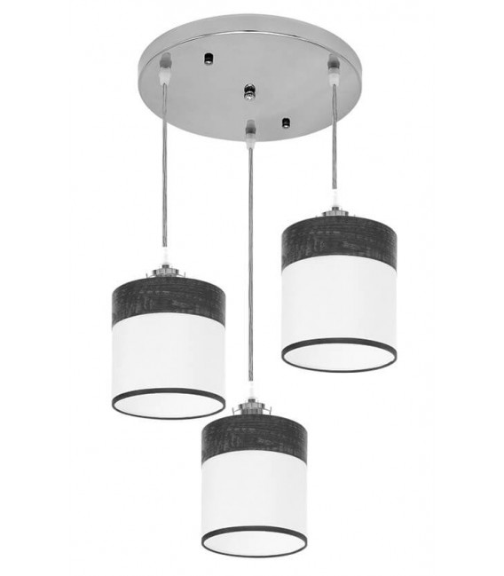 LAMPARA DE TECHO 42 Ø CLOE METAL NIQUEL Y TEXTIL NEGRO Y BLANCO MDMHOGAR