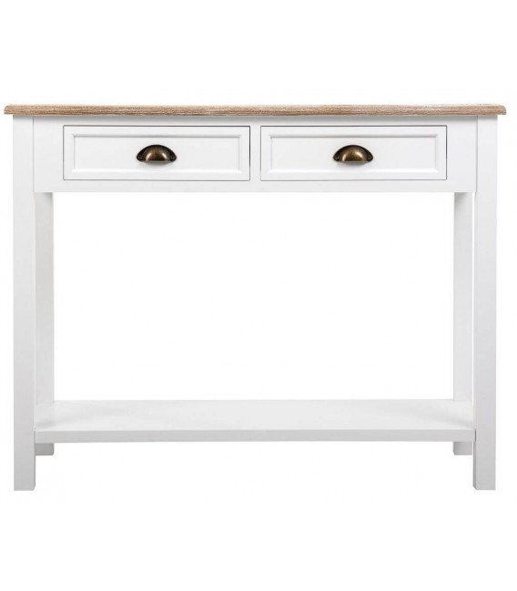 CONSOLA 100 X 40 MIRLO MADERA NATURAL Y BLANCO