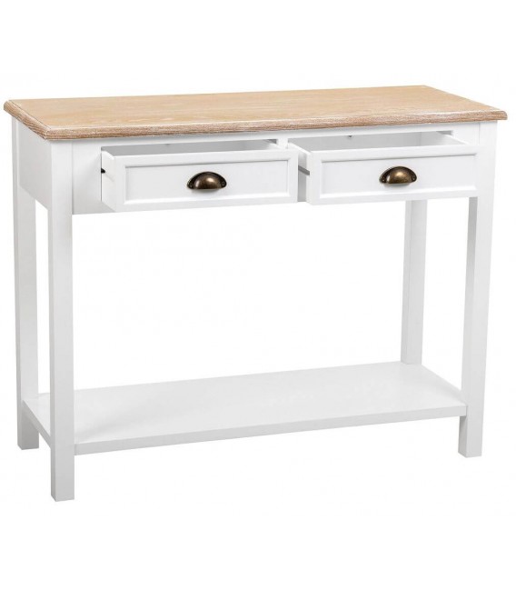 CONSOLA 100 X 40 MIRLO MADERA NATURAL Y BLANCO