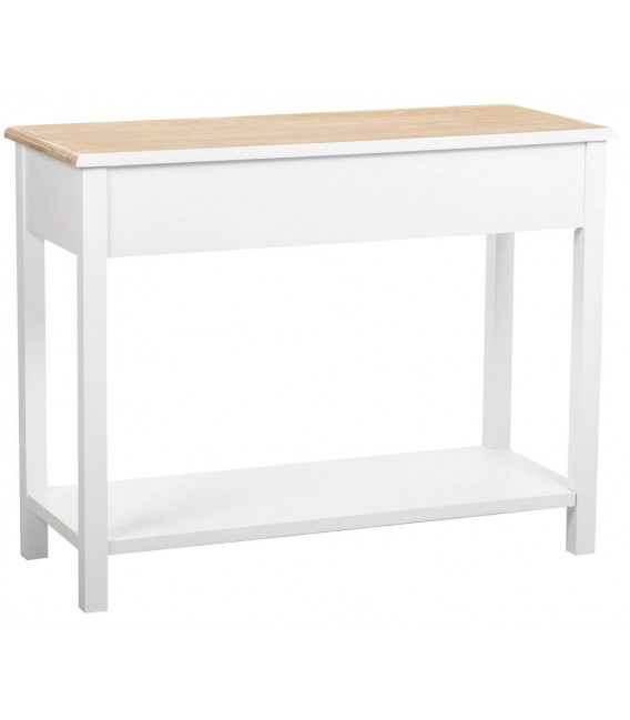 CONSOLA 100 X 40 MIRLO MADERA NATURAL Y BLANCO