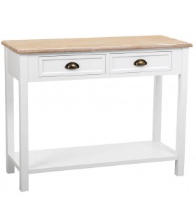 CONSOLA 100 X 40 MIRLO MADERA NATURAL Y BLANCO