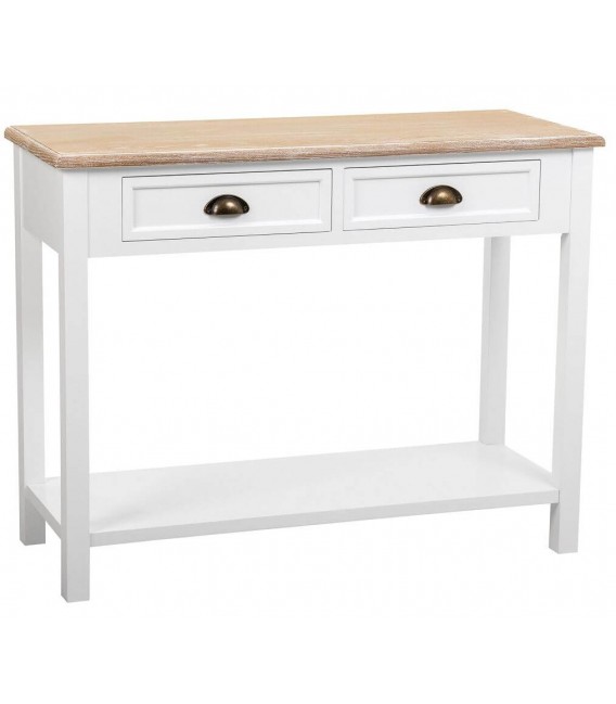 CONSOLA 100 X 40 MIRLO MADERA NATURAL Y BLANCO