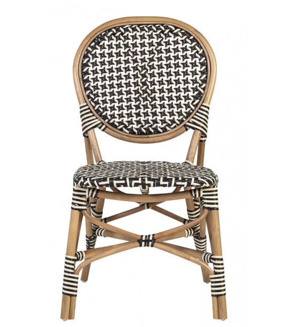 SILLA 52 X 56 BISTRO RATAN NATURAL RATAN SINTETICO BLANCO Y NEGRO