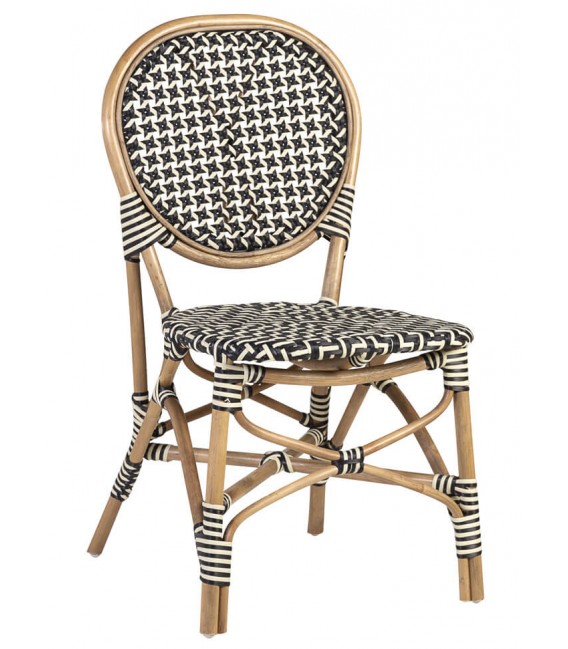 SILLA 52 X 56 BISTRO RATAN NATURAL RATAN SINTETICO BLANCO Y NEGRO