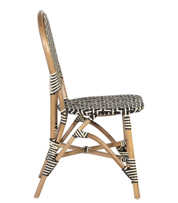 SILLA 52 X 56 BISTRO RATAN NATURAL RATAN SINTETICO BLANCO Y NEGRO