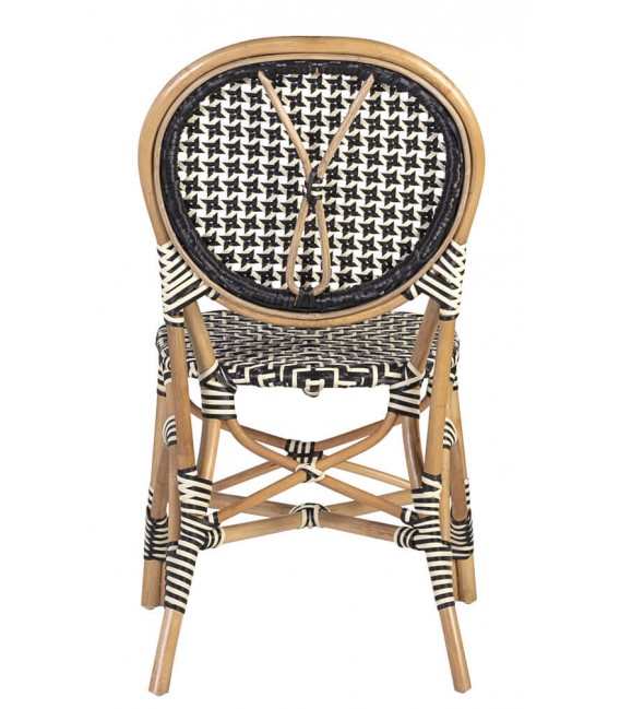 SILLA 52 X 56 BISTRO RATAN NATURAL RATAN SINTETICO BLANCO Y NEGRO