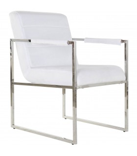 SILLON 75 X 57 BANGEL ACERO CROMADO POLIPIEL BLANCA