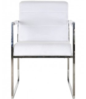 SILLON 75 X 57 BANGEL ACERO CROMADO POLIPIEL BLANCA