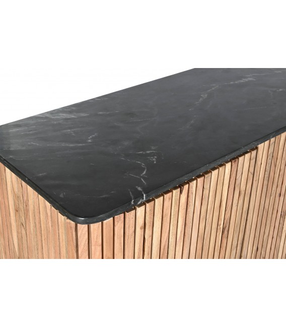 APARADOR 170 X 40 CIACA MADERA NATURAL MARMOL Y METAL NEGRO