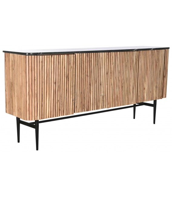 APARADOR 170 X 40 CIACA MADERA NATURAL MARMOL Y METAL NEGRO