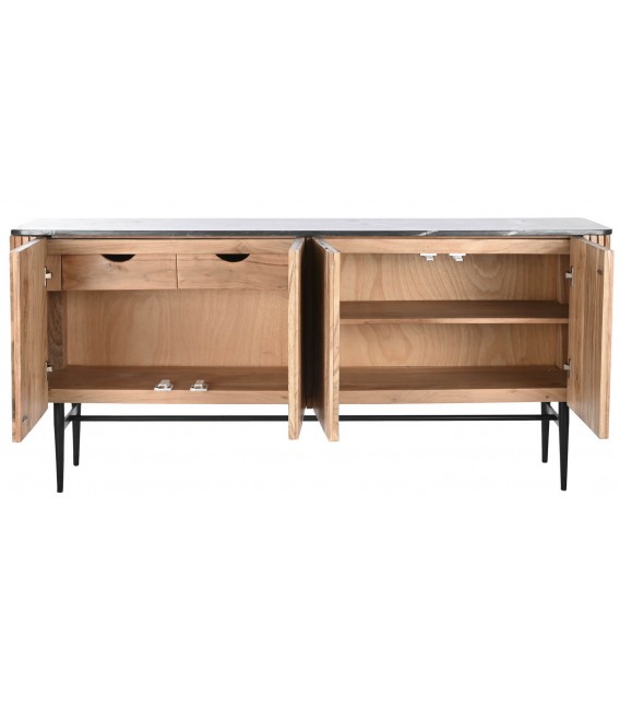 APARADOR 170 X 40 CIACA MADERA NATURAL MARMOL Y METAL NEGRO