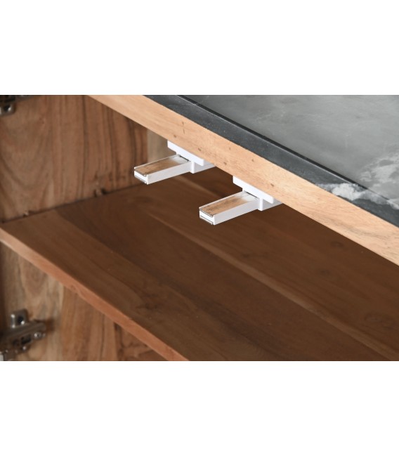APARADOR 170 X 40 CIACA MADERA NATURAL MARMOL Y METAL NEGRO