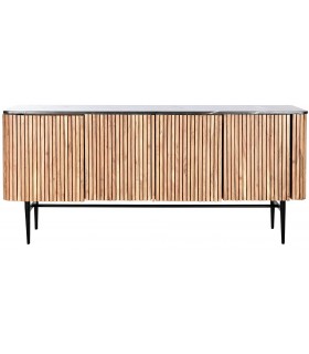 APARADOR 170 X 40 CIACA MADERA NATURAL MARMOL Y METAL NEGRO