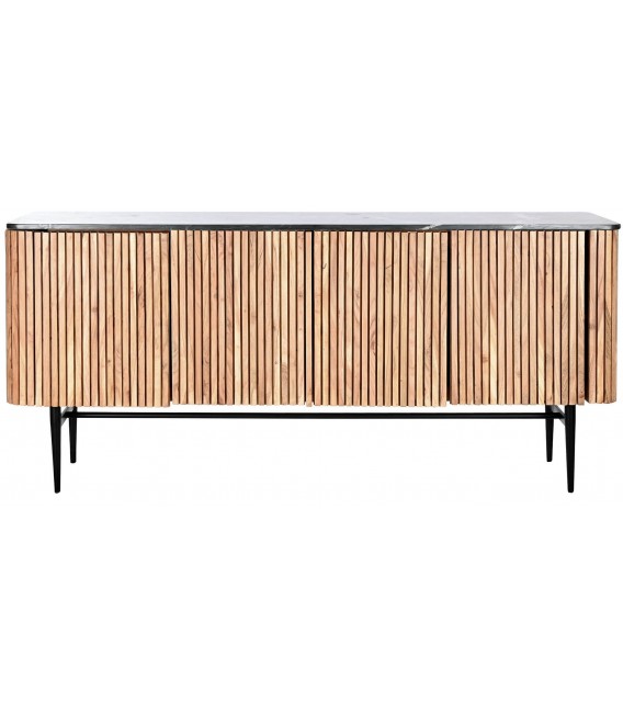 APARADOR 170 X 40 CIACA MADERA NATURAL MARMOL Y METAL NEGRO