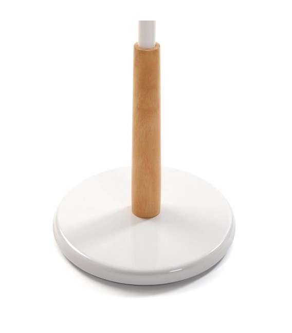 PERCHERO DE PIE 32 Ø SISAK METAL BLANCO MADERA NATURAL