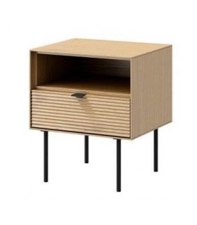 MESITA DE NOCHE 40 X 35 SULTA MADERA ROBLE NATURAL Y NEGRO