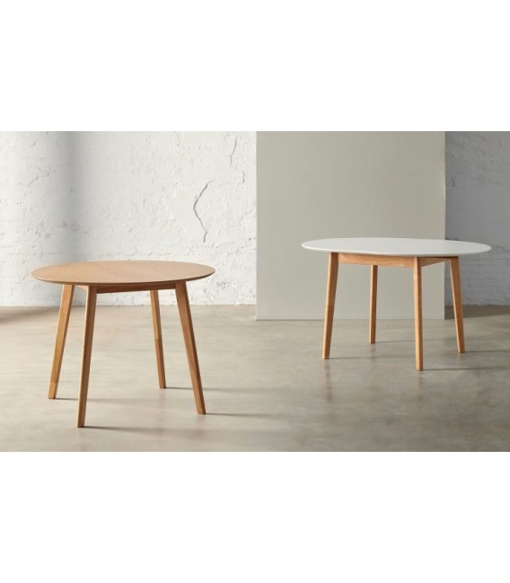 MESA DE COMEDOR EXT 100 Ø LIANA MADERA NATURAL Y BLANCO