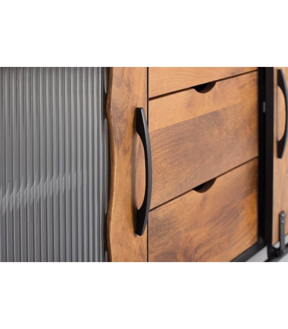 APARADOR 150 X 90 ULISES MADERA NATURAL METAL NEGRO