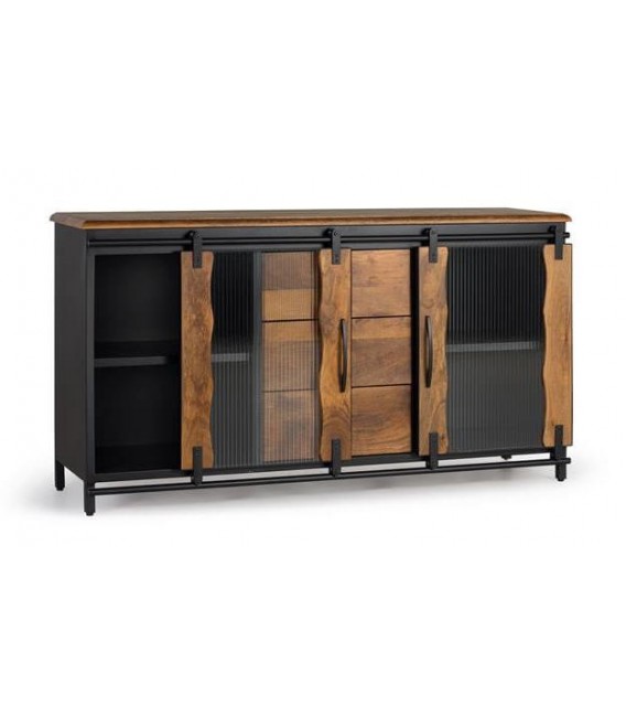 APARADOR 150 X 90 ULISES MADERA NATURAL METAL NEGRO