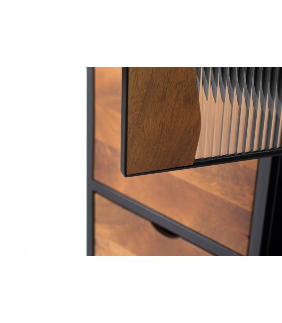 VITRINA 75 X 38 ULISES MADERA NATURAL METAL NEGRO