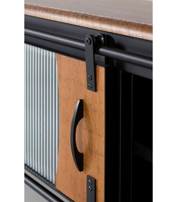 MUEBLE DE TV 160 X 40 ULISES MADERA NATURAL METAL NEGRO
