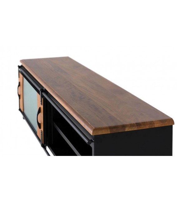 MUEBLE DE TV 160 X 40 ULISES MADERA NATURAL METAL NEGRO