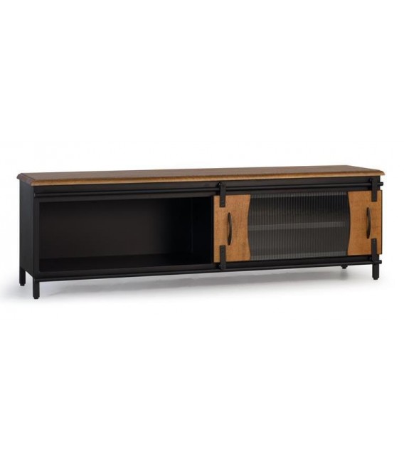 MUEBLE DE TV 160 X 40 ULISES MADERA NATURAL METAL NEGRO
