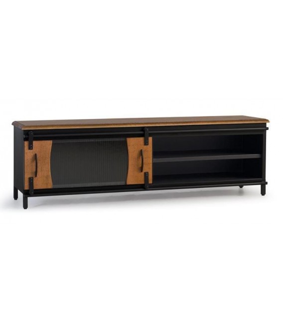 MUEBLE DE TV 160 X 40 ULISES MADERA NATURAL METAL NEGRO