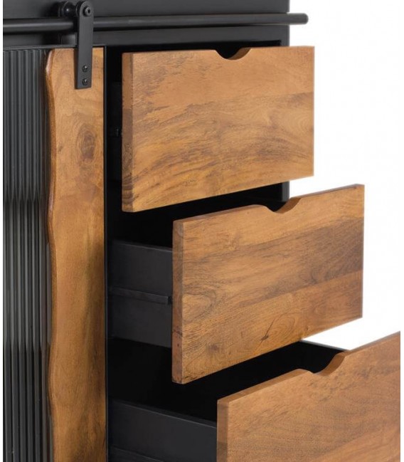 APARADOR 190 X 40 ULISES MADERA NATURAL METAL NEGRO