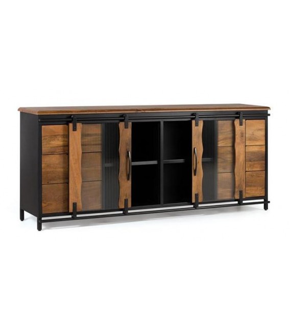 APARADOR 190 X 40 ULISES MADERA NATURAL METAL NEGRO