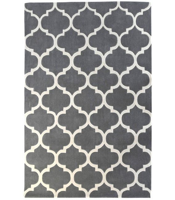 ALFOMBRA 160 X 230 MEZQUITA POLIESTER GRIS Y BLANCO