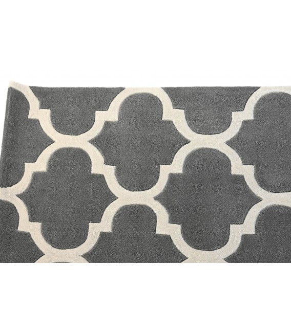 ALFOMBRA 160 X 230 MEZQUITA POLIESTER GRIS Y BLANCO