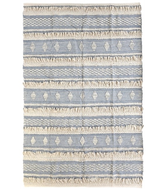 ALFOMBRA 160 X 230 YURTA ARTESANAL ALGODON AZUL