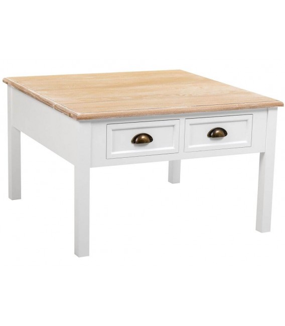 MESA DE CENTRO 80 X 80 MIRLO MADERA NATURAL Y BLANCO
